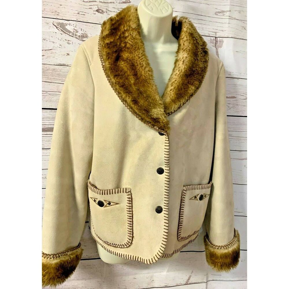 MONTANA Co Womens M Faux Suede & Fur Western Coat Jacket